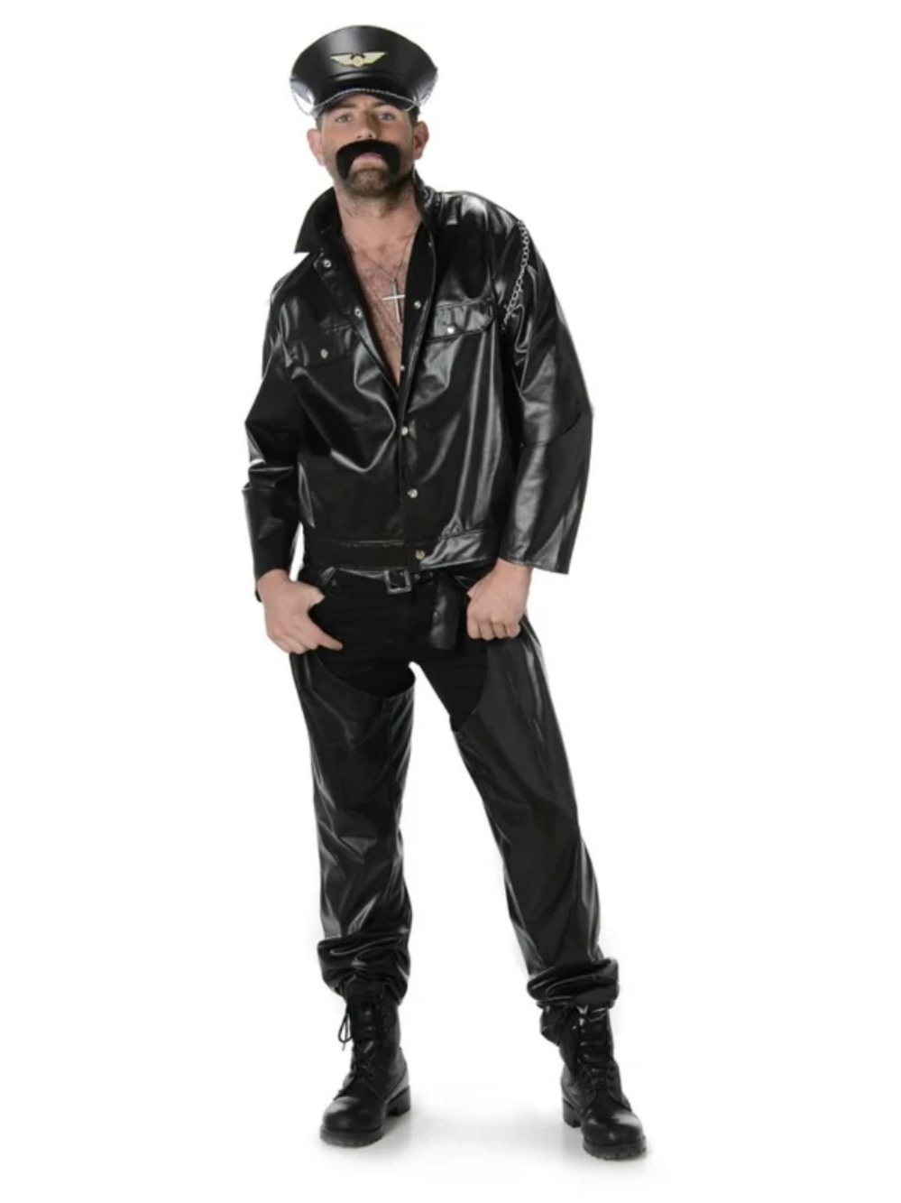 Men's Black Faux Leather Bomber Jacket - Classic Urban Style